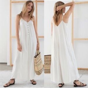 & Other Stories White Relaxed 100% Viscose Jumpsuit Sleeveless